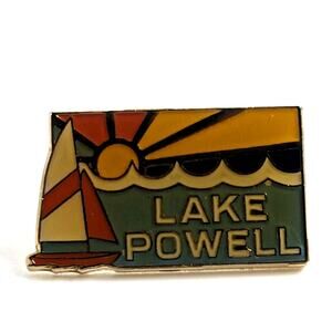 VTG Lake Powell Sailboat Sun Rays Water Lapel Pin Utah Arizona Souvenir MMSI